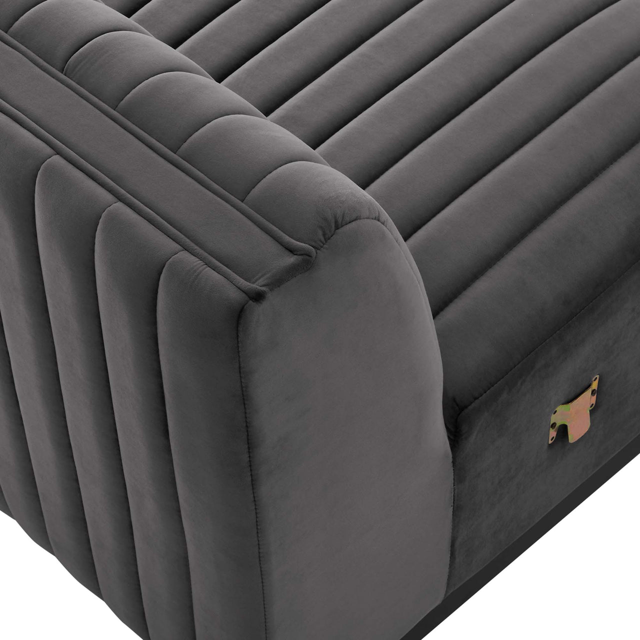 Evoke Velvet Armless Chair | Modular Sectional Component, Black & Gray
