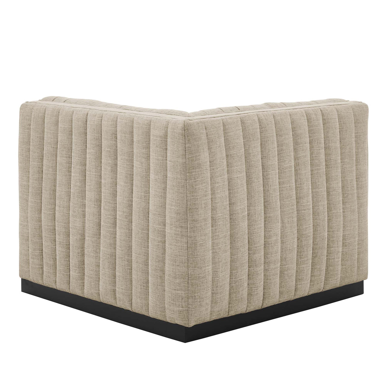 Evoke Fabric Left Corner Chair | Modular Sectional Component, Black & Beige