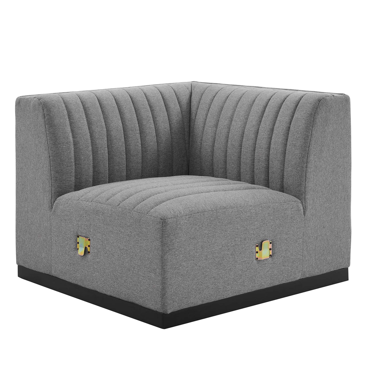 Evoke Fabric Left Corner Chair | Modular Sectional Component, Black & Light Gray