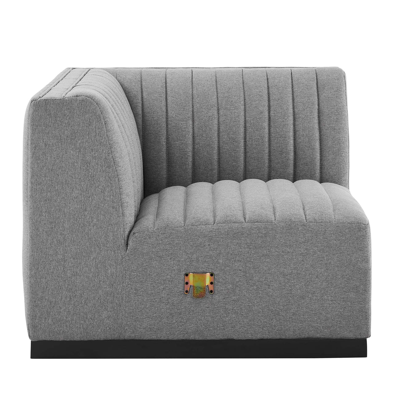 Evoke Fabric Left Corner Chair | Modular Sectional Component, Black & Light Gray