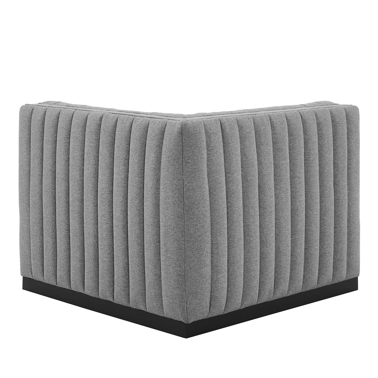 Evoke Fabric Left Corner Chair | Modular Sectional Component, Black & Light Gray