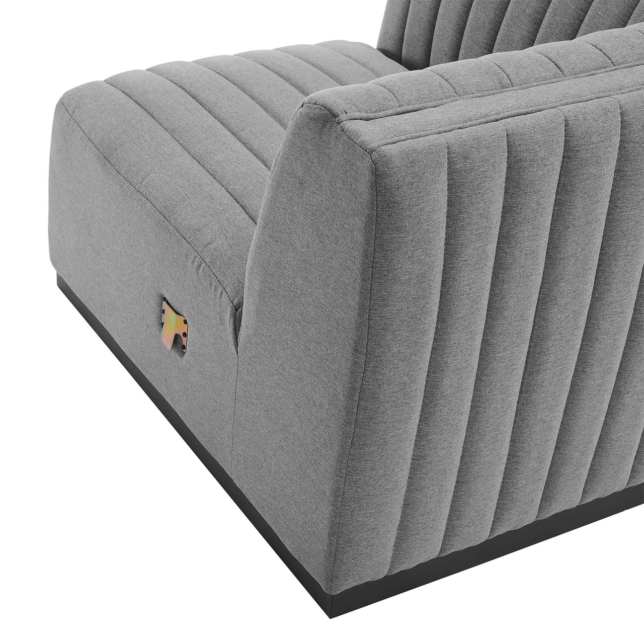 Evoke Fabric Left Corner Chair | Modular Sectional Component, Black & Light Gray