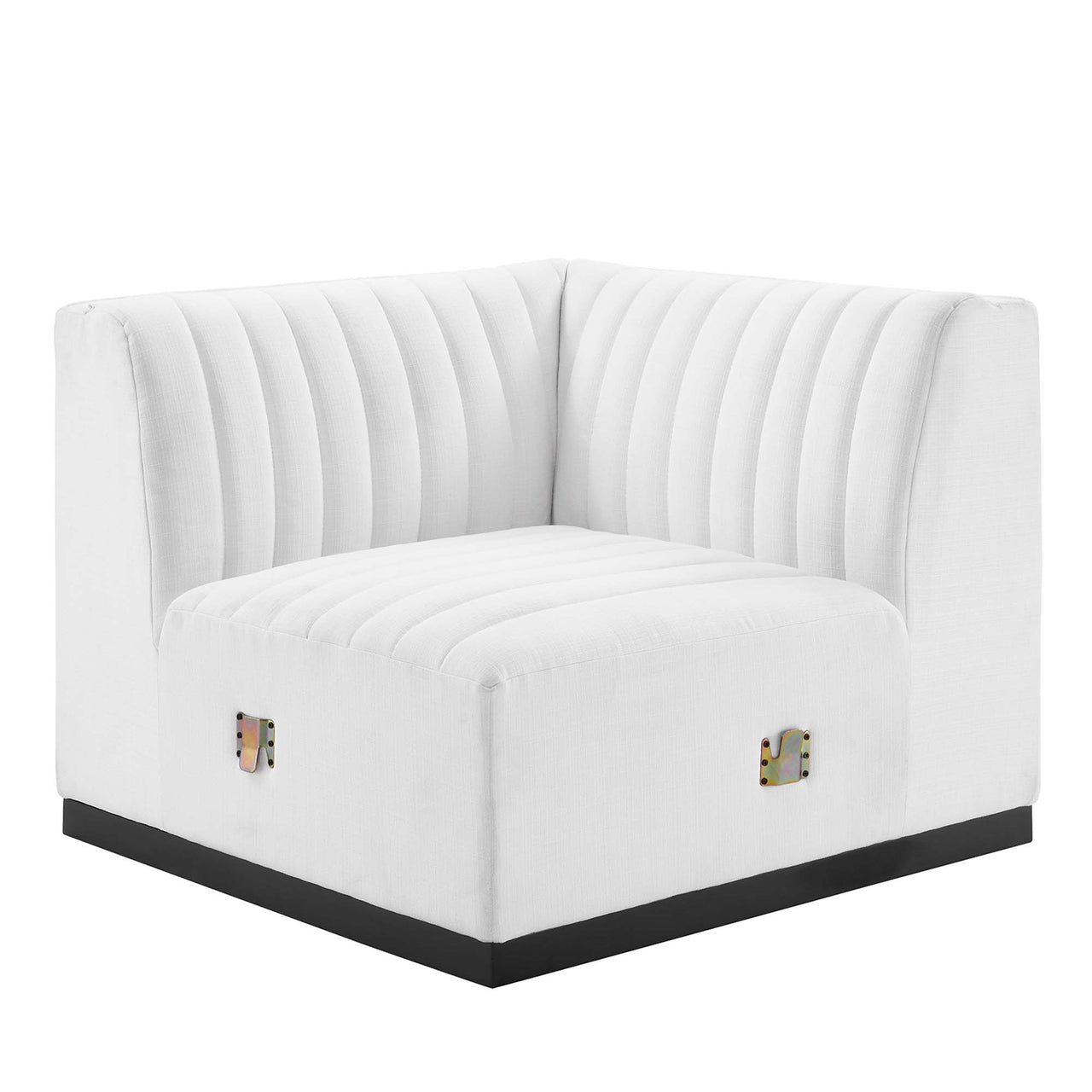 Evoke Fabric Left Corner Chair | Modular Sectional Component, Black & White