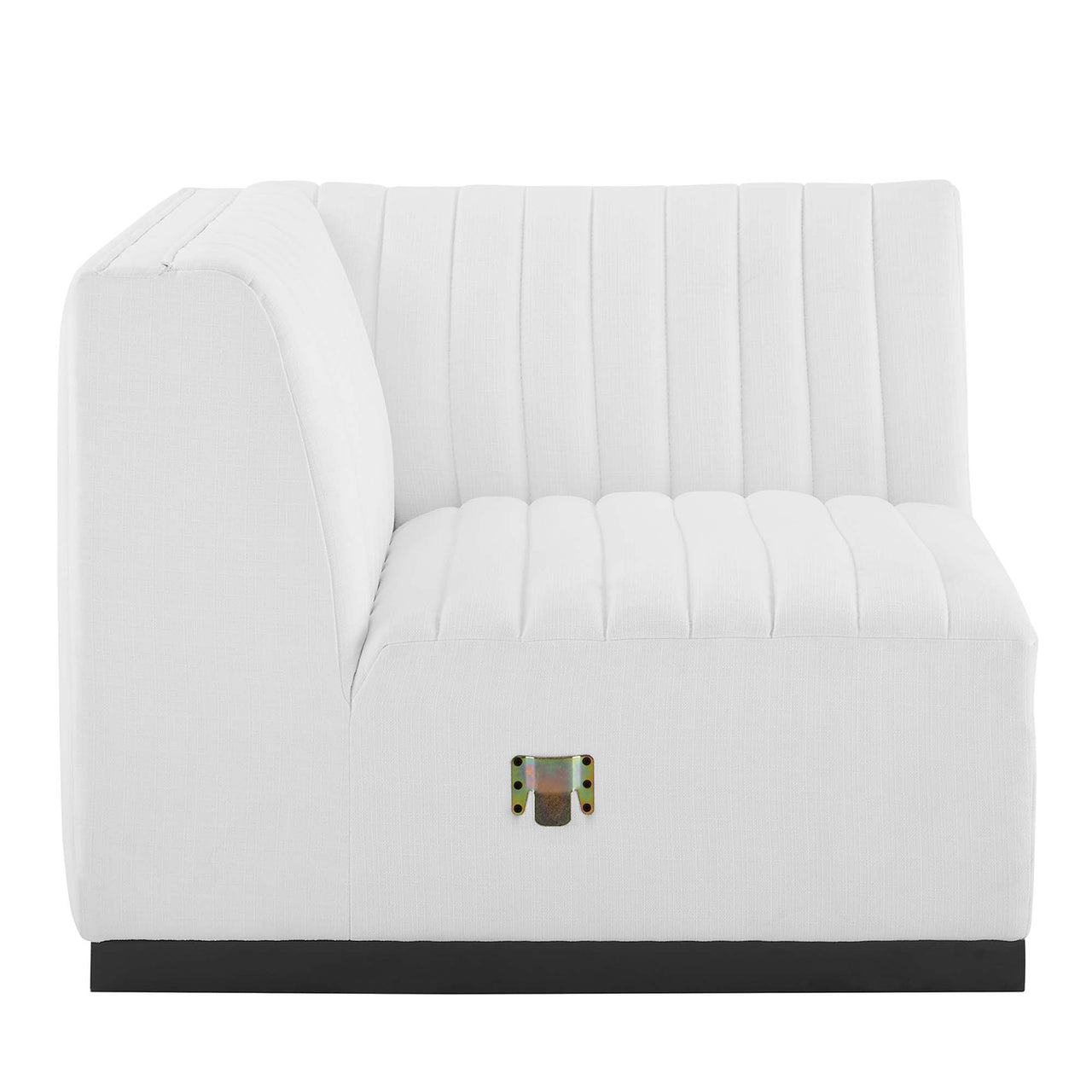 Evoke Fabric Left Corner Chair | Modular Sectional Component, Black & White