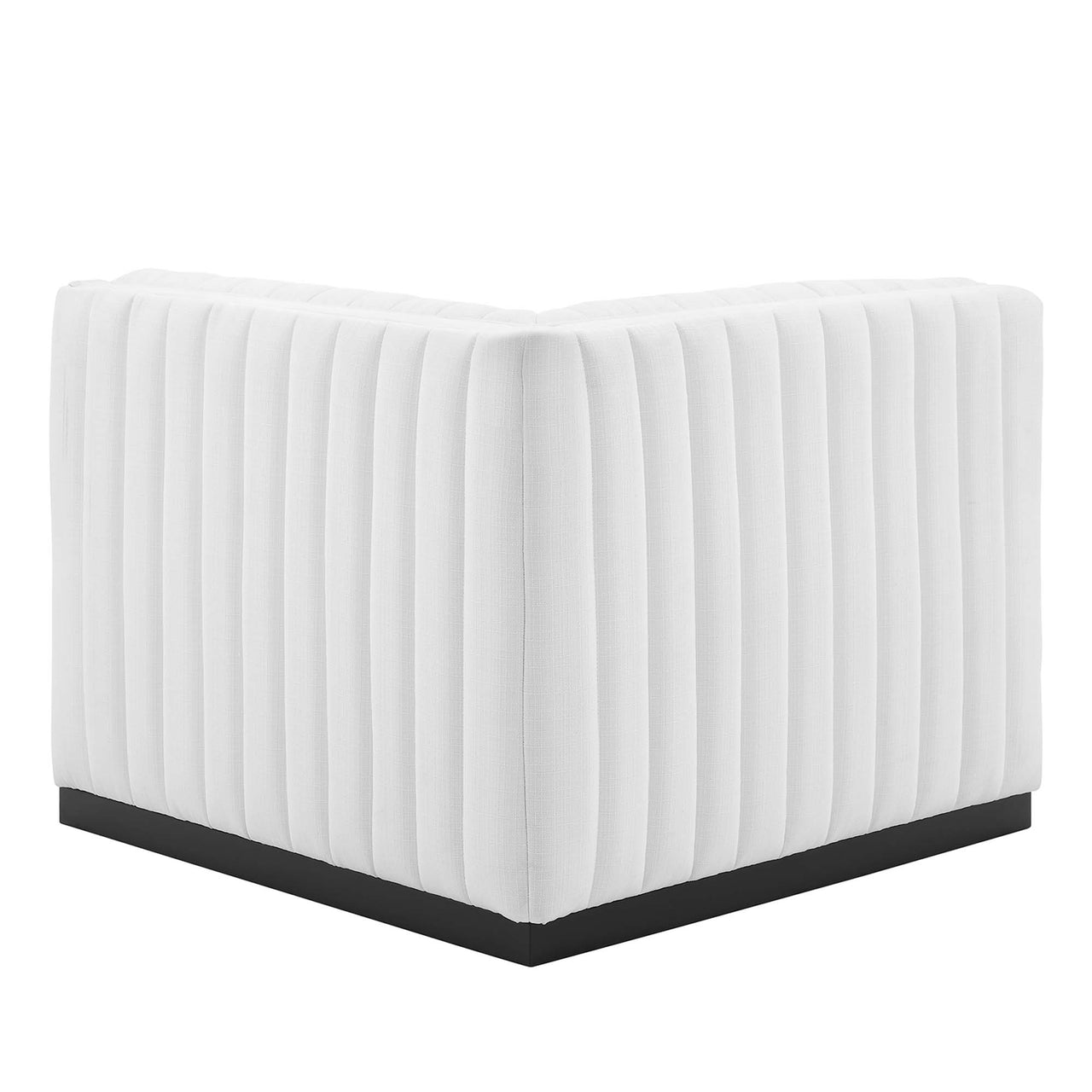 Evoke Fabric Left Corner Chair | Modular Sectional Component, Black & White