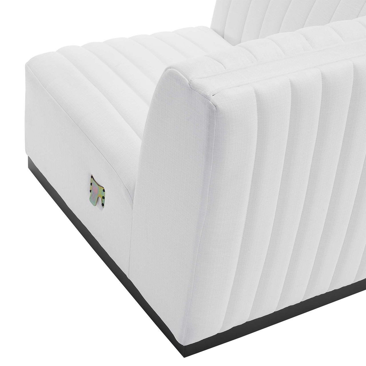 Evoke Fabric Left Corner Chair | Modular Sectional Component, Black & White