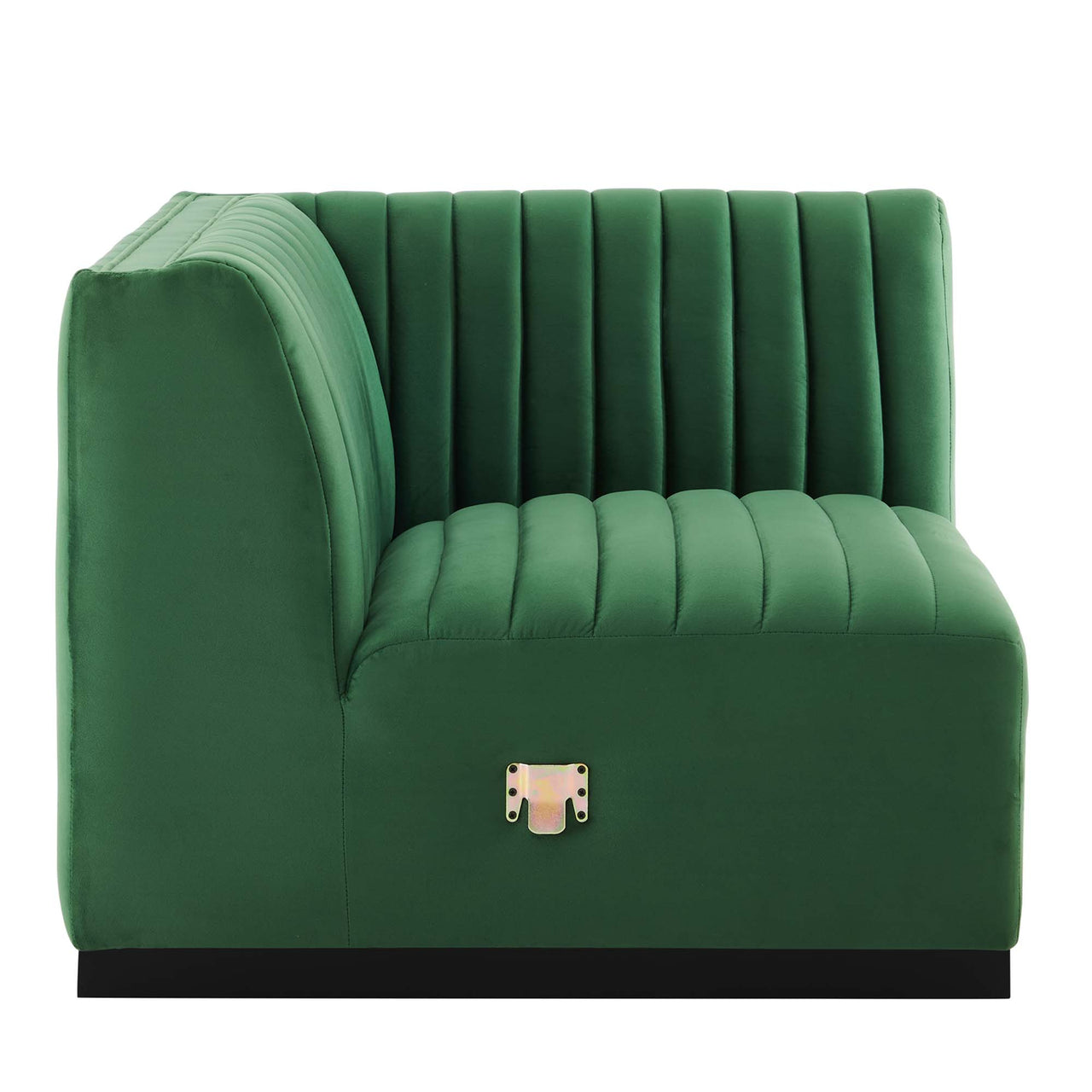 Evoke Velvet Right Corner Chair | Modular Sectional Component, Black & Emerald