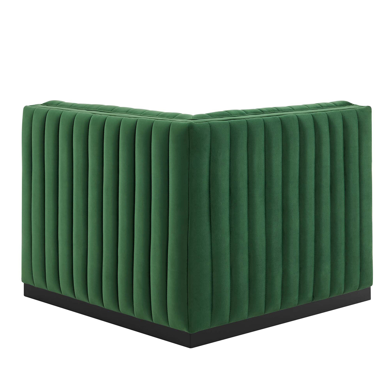 Evoke Velvet Right Corner Chair | Modular Sectional Component, Black & Emerald