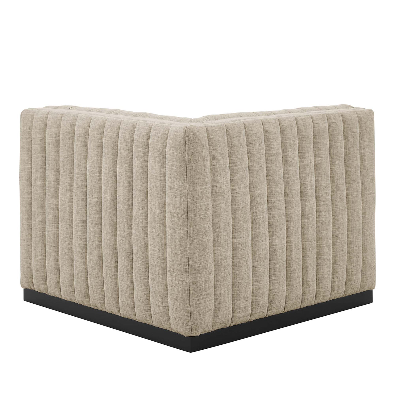 Evoke Fabric Right Corner Chair | Modular Sectional Component, Black & Beige