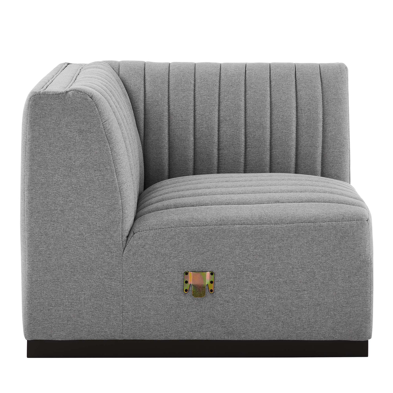 Evoke Fabric Right Corner Chair | Modular Sectional Component, Black & Light Gray