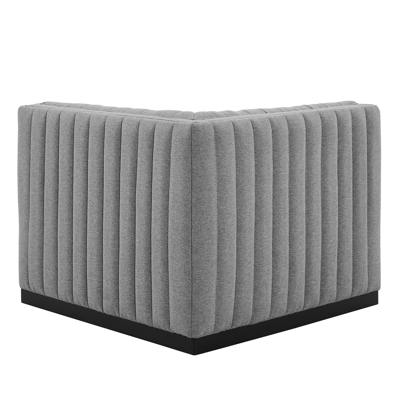 Evoke Fabric Right Corner Chair | Modular Sectional Component, Black & Light Gray