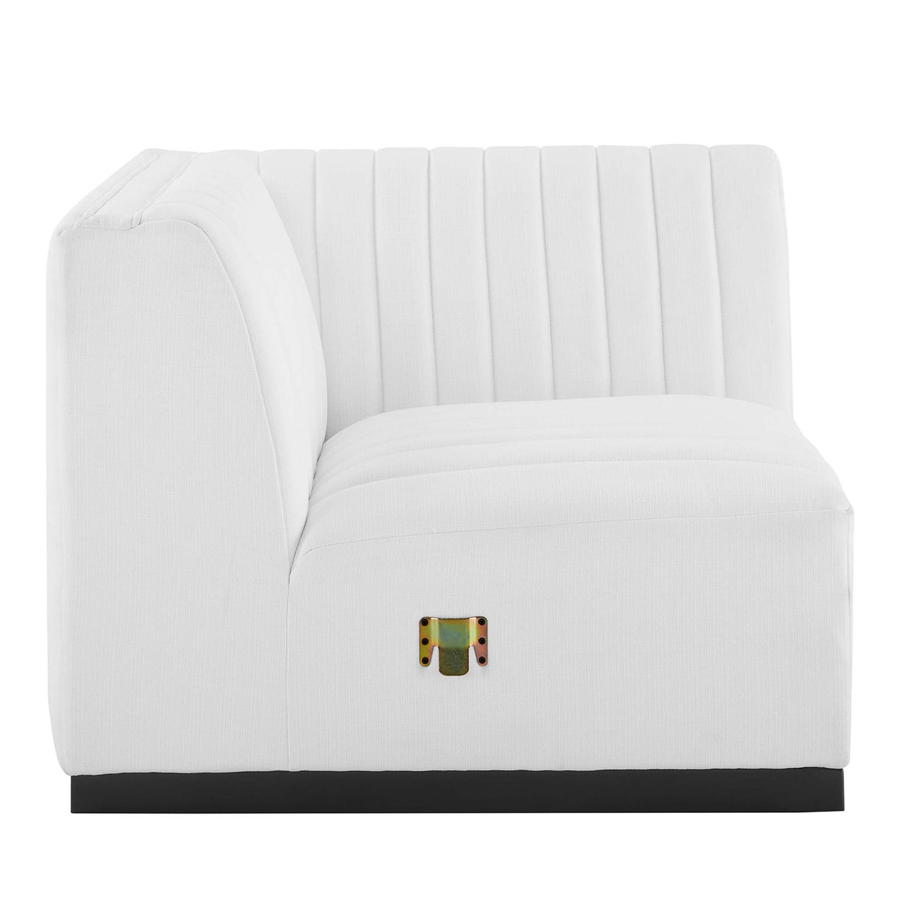 Evoke Fabric Right Corner Chair | Modular Sectional Component, Black & White