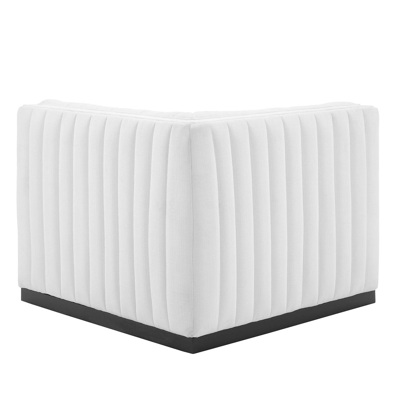 Evoke Fabric Right Corner Chair | Modular Sectional Component, Black & White