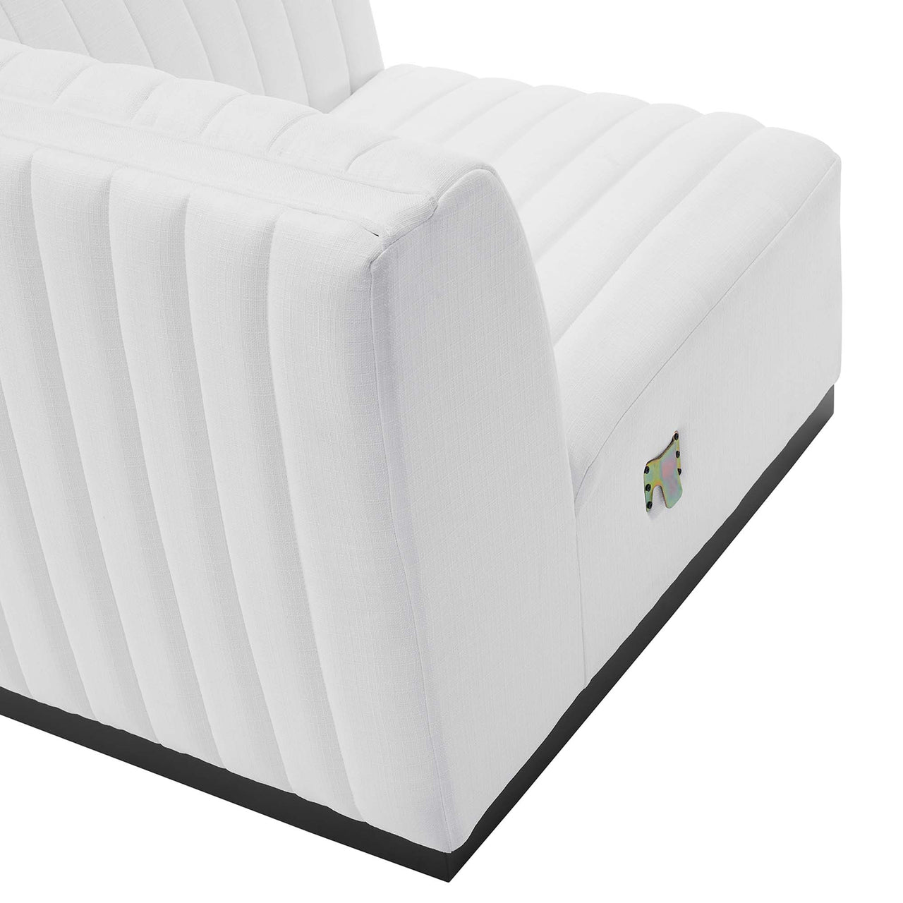 Evoke Fabric Right Corner Chair | Modular Sectional Component, Black & White