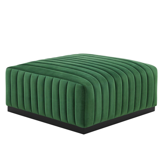 Evoke Velvet Ottoman | Modular Sectional Component, Black & Emerald