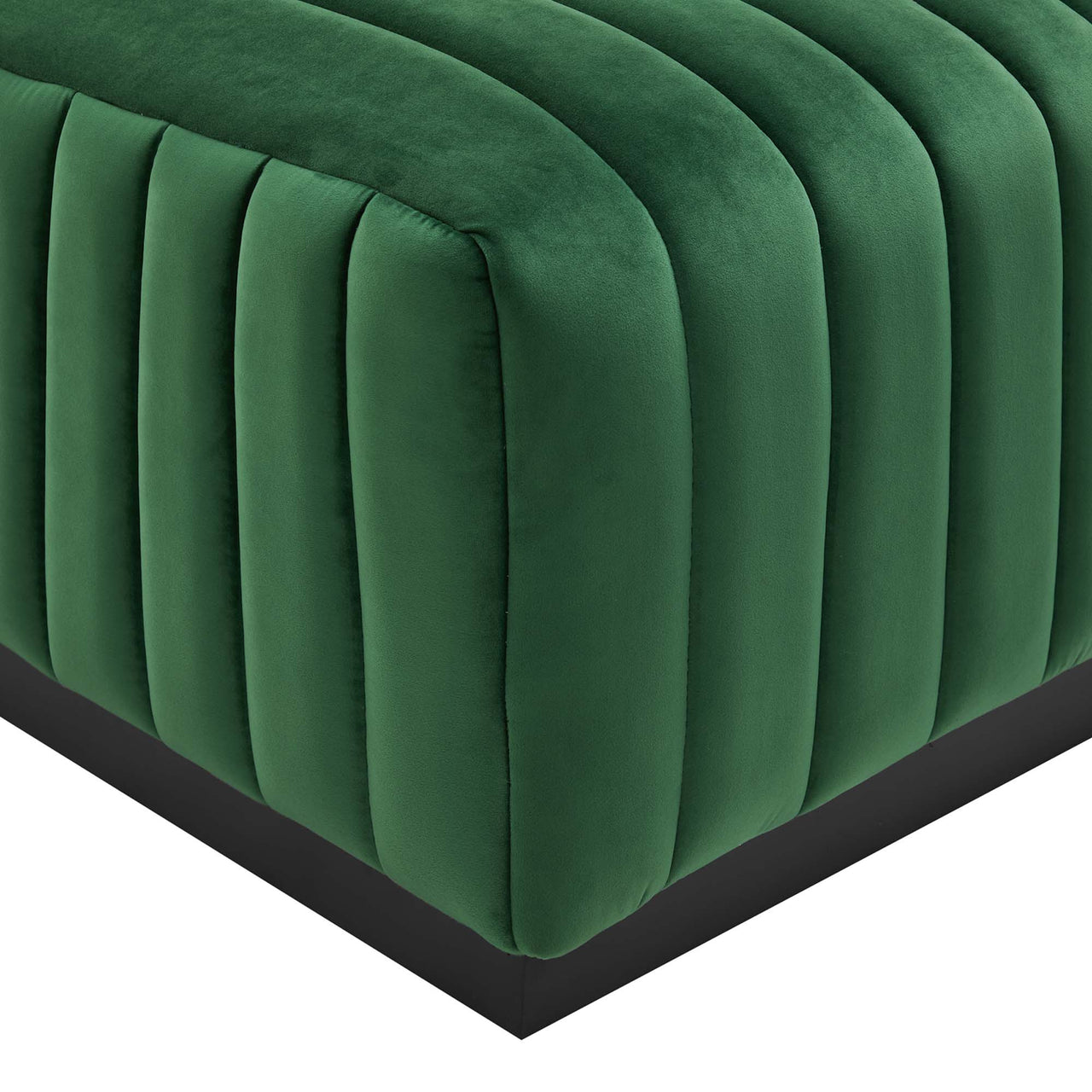 Evoke Velvet Ottoman | Modular Sectional Component, Black & Emerald