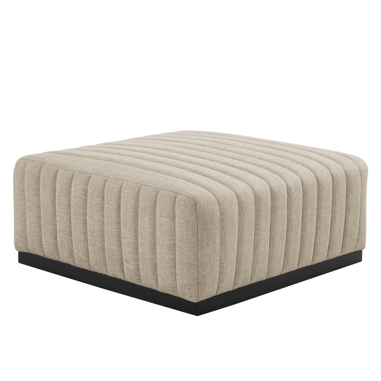 Evoke Fabric Ottoman | Modular Sectional Component, Black & Beige