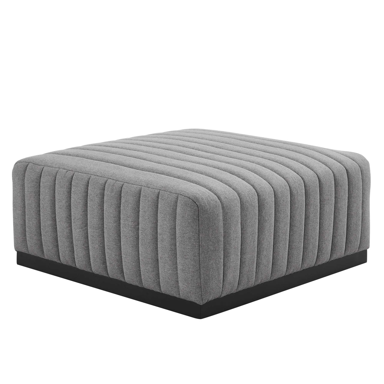 Evoke Fabric Ottoman | Modular Sectional Component, Black & Light Gray