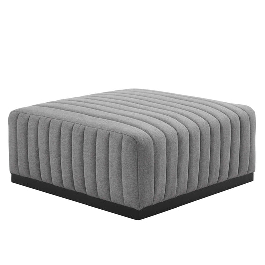 Evoke Fabric Ottoman | Modular Sectional Component, Black & Light Gray