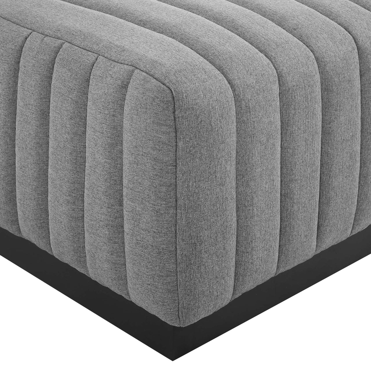 Evoke Fabric Ottoman | Modular Sectional Component, Black & Light Gray