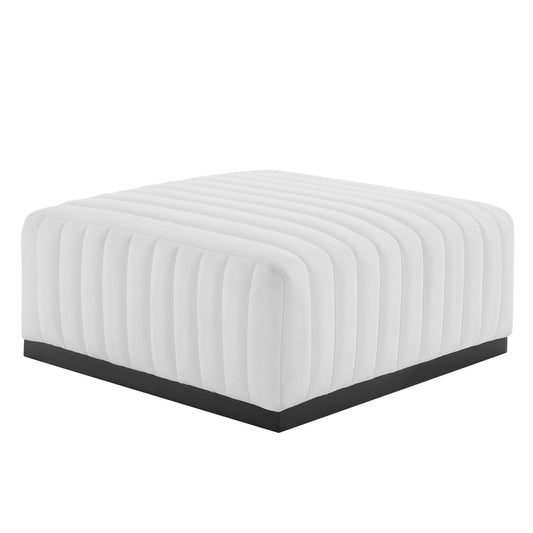 Evoke Fabric Ottoman | Modular Sectional Component, Black & White