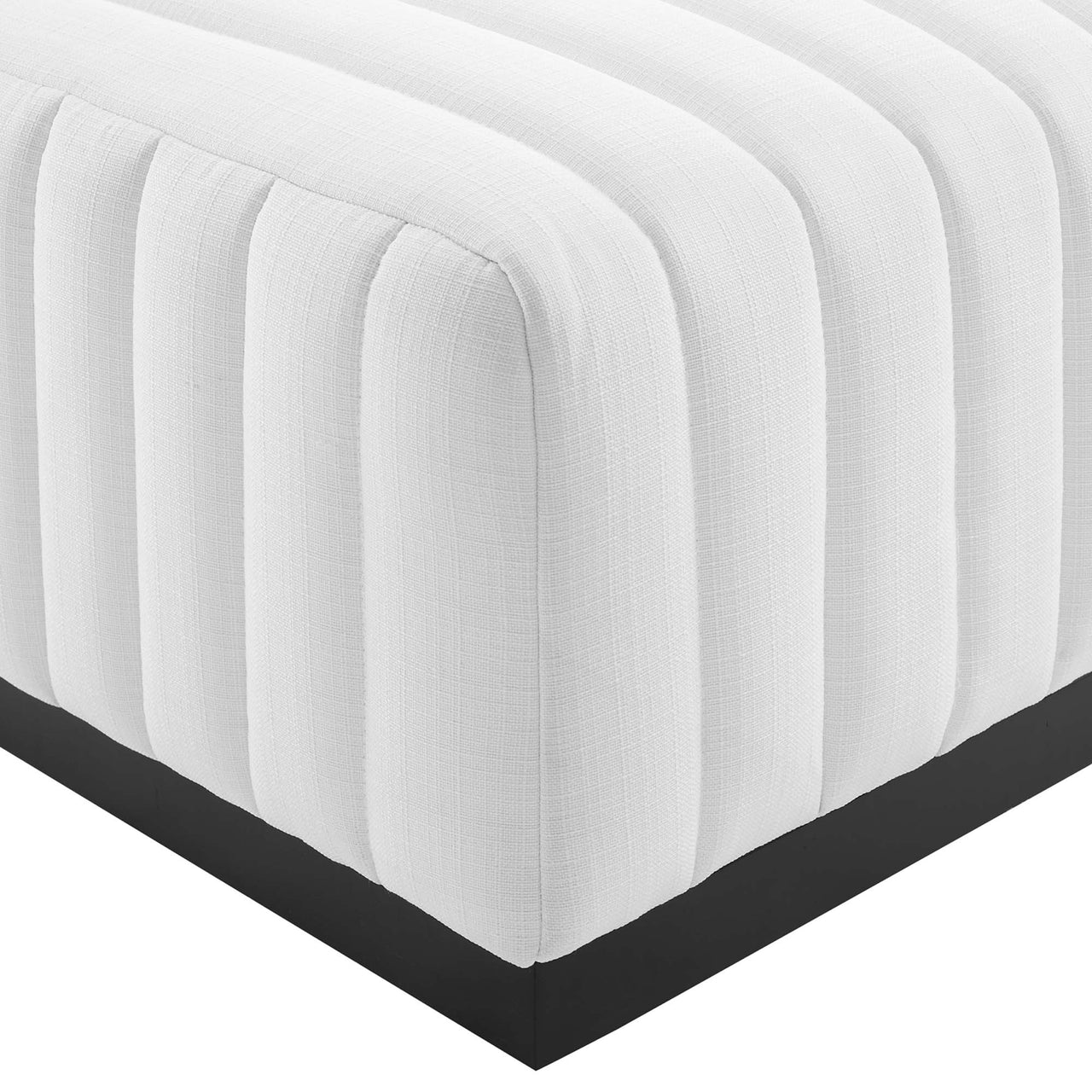 Evoke Fabric Ottoman | Modular Sectional Component, Black & White
