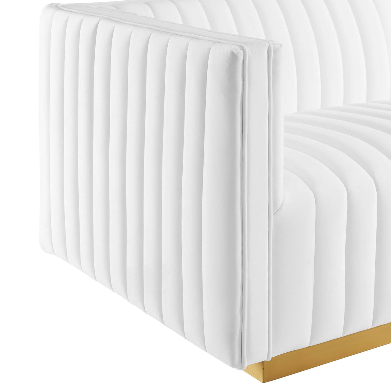 Evoke Velvet Left-Arm Chair | Modular Sectional Component, Gold