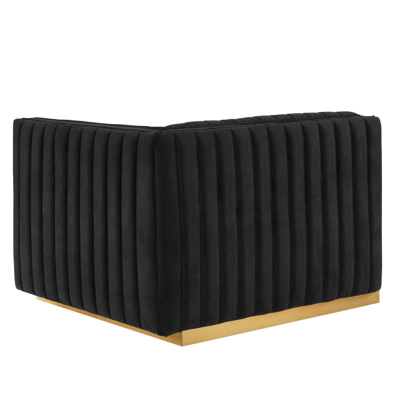 Evoke Velvet Right-Arm Chair | Modular Sectional Component, Gold & Black