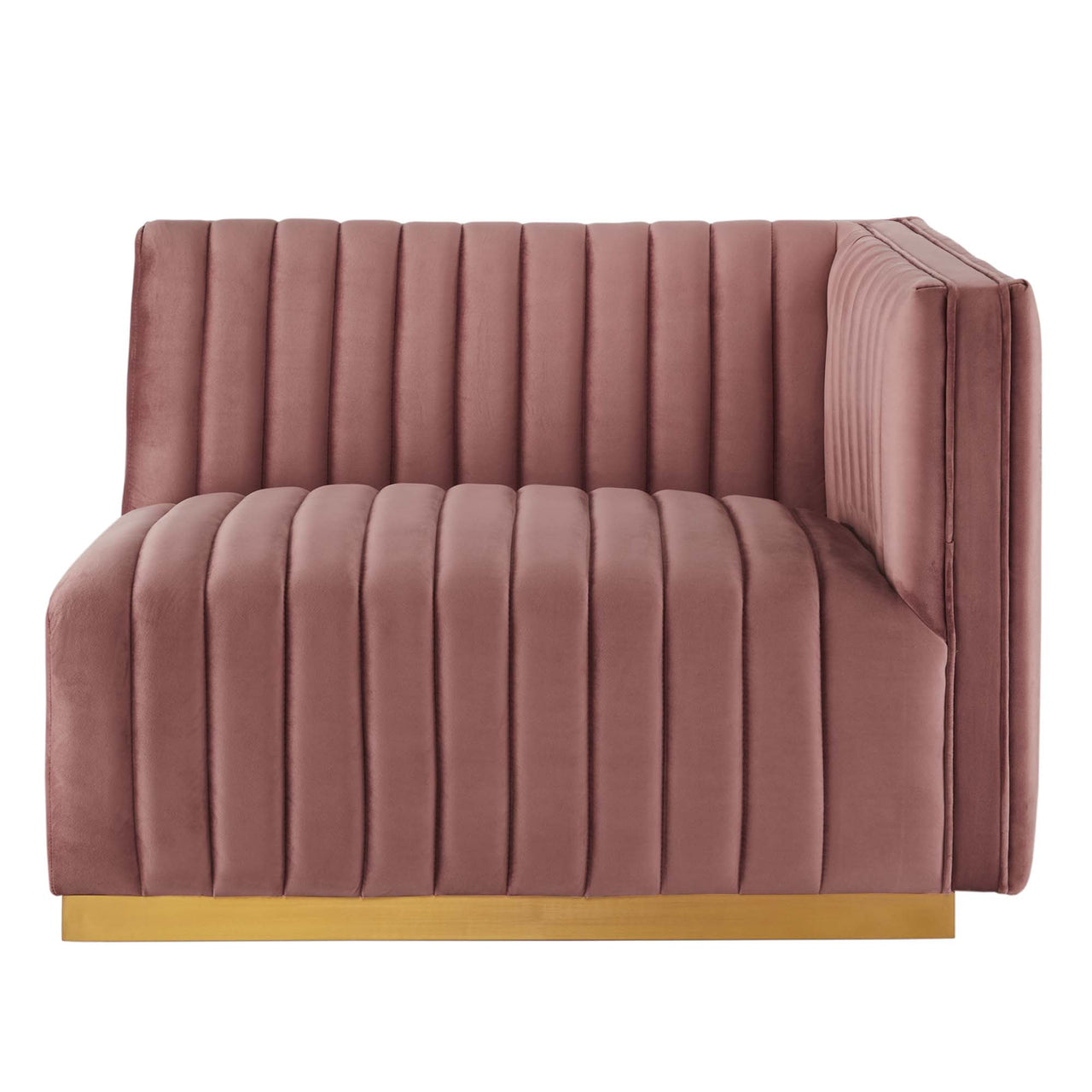 Evoke Velvet Right-Arm Chair | Modular Sectional Component, Gold & Dusty Rose