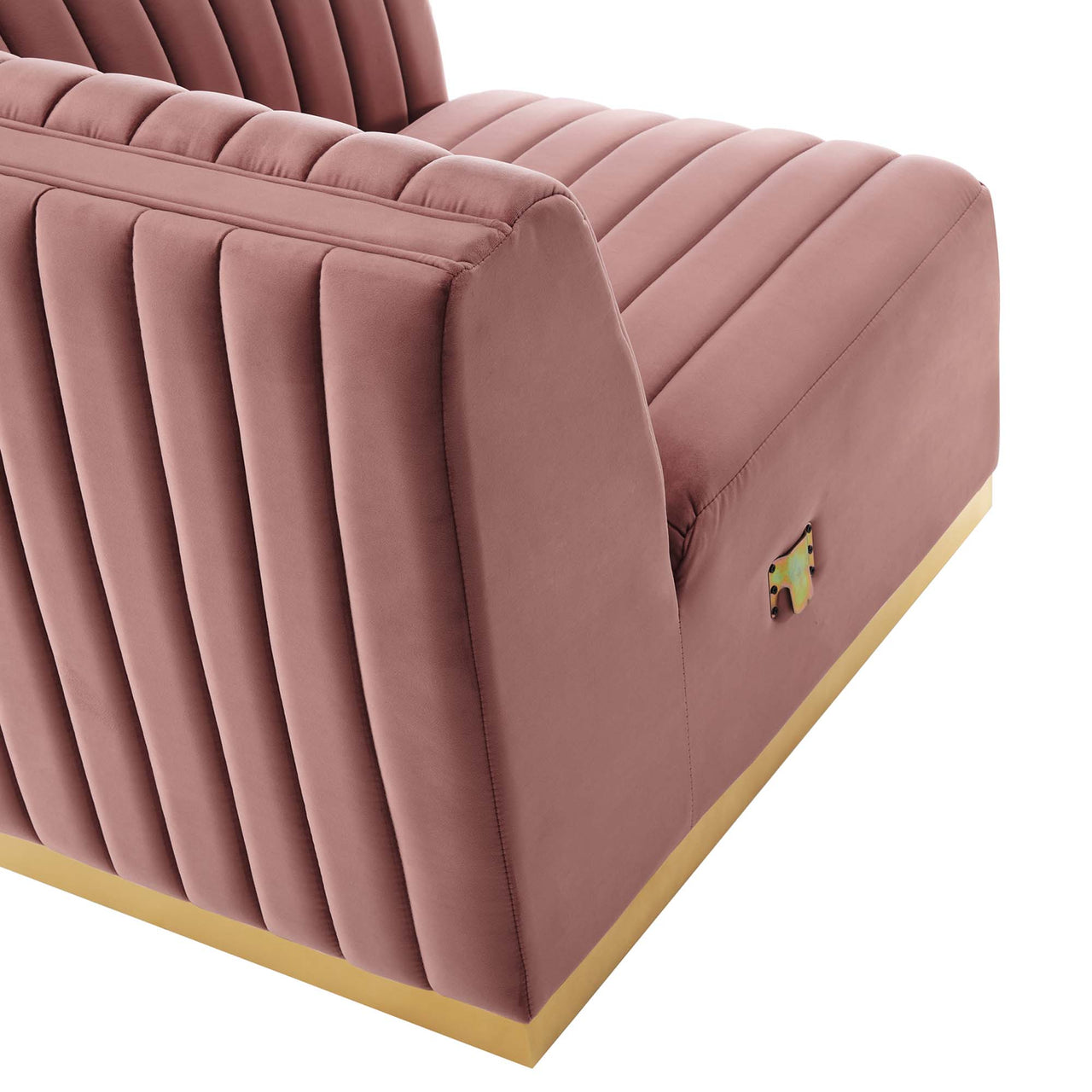 Evoke Velvet Right-Arm Chair | Modular Sectional Component, Gold & Dusty Rose