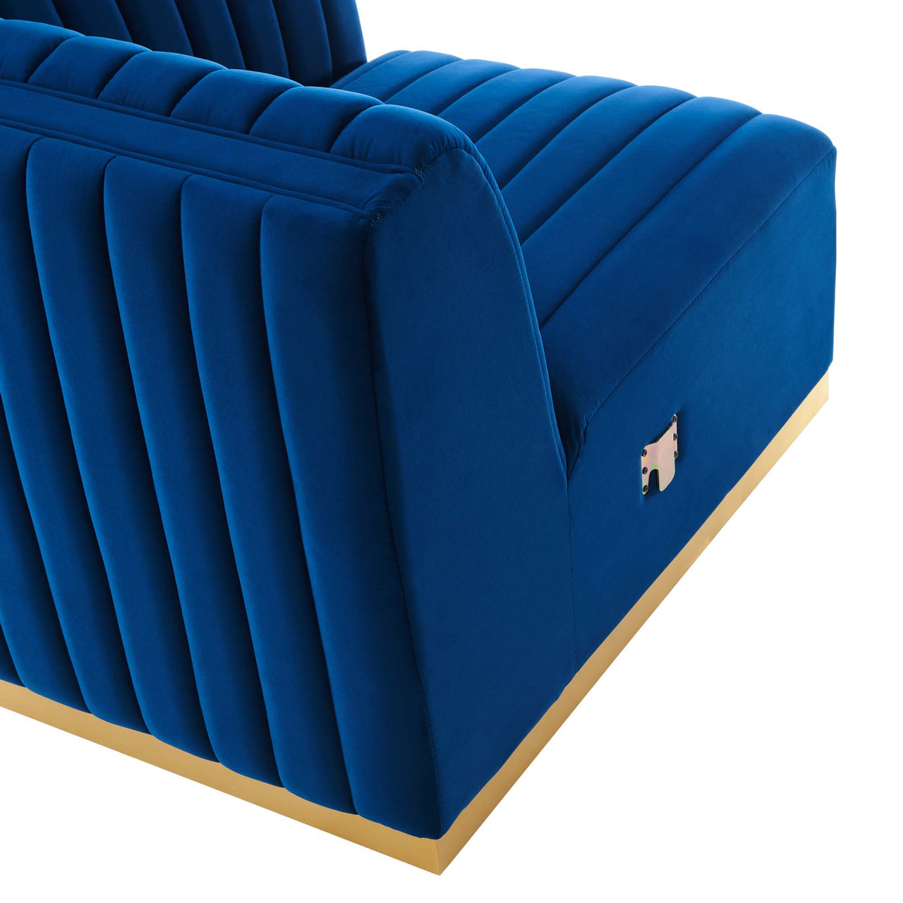 Evoke Velvet Right-Arm Chair | Modular Sectional Component, Gold & Navy