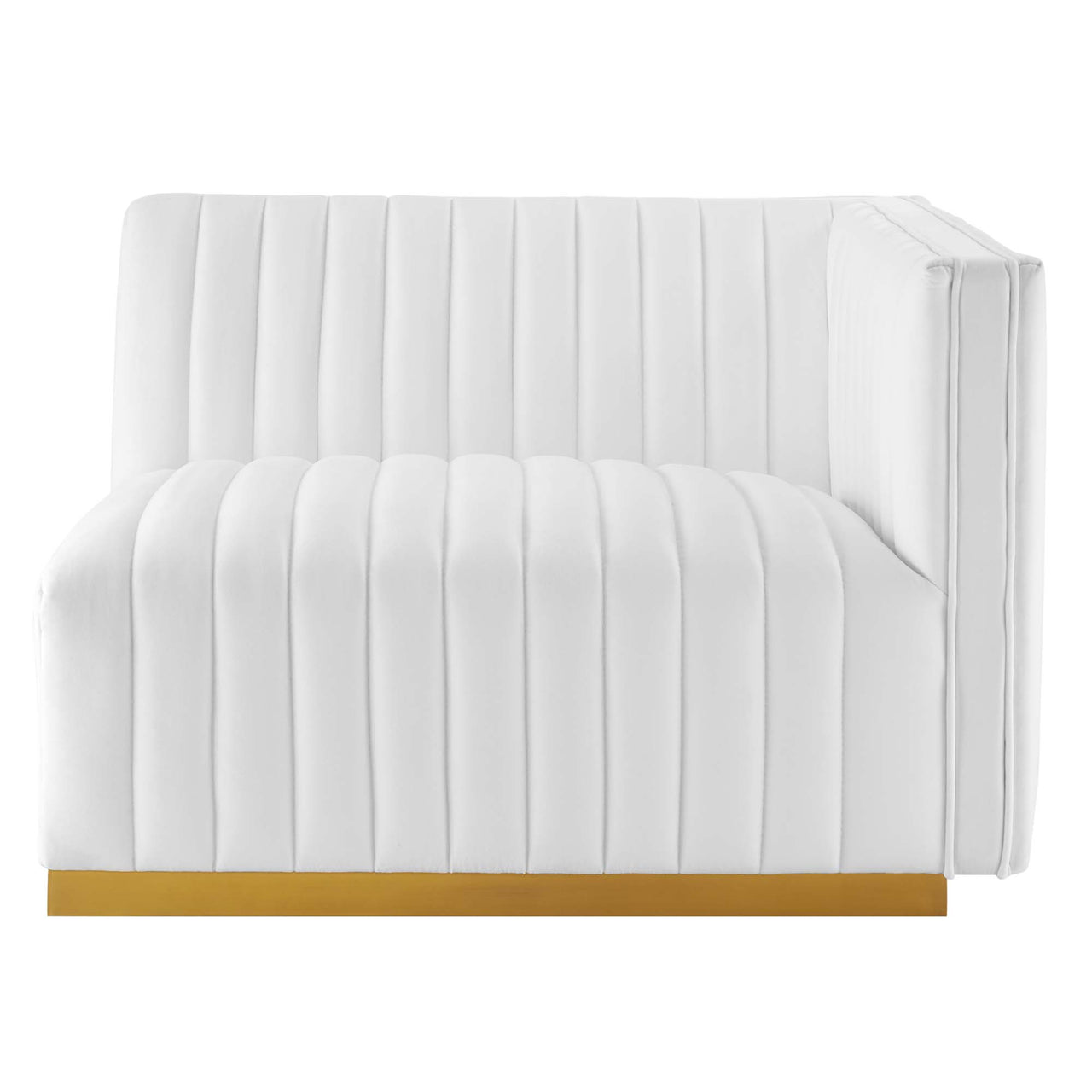 Evoke Velvet Right-Arm Chair | Modular Sectional Component, Gold & White