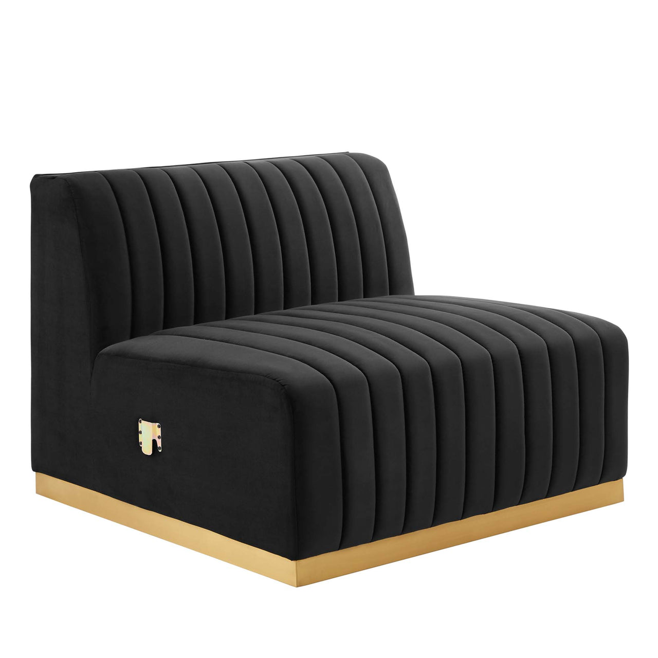 Evoke Velvet Armless Chair | Modular Sectional Component, Gold & Black