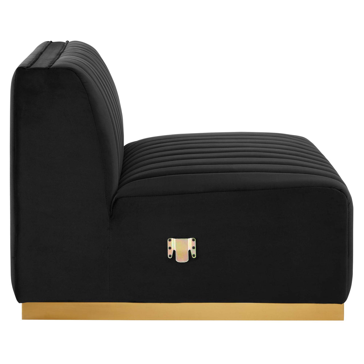 Evoke Velvet Armless Chair | Modular Sectional Component, Gold & Black