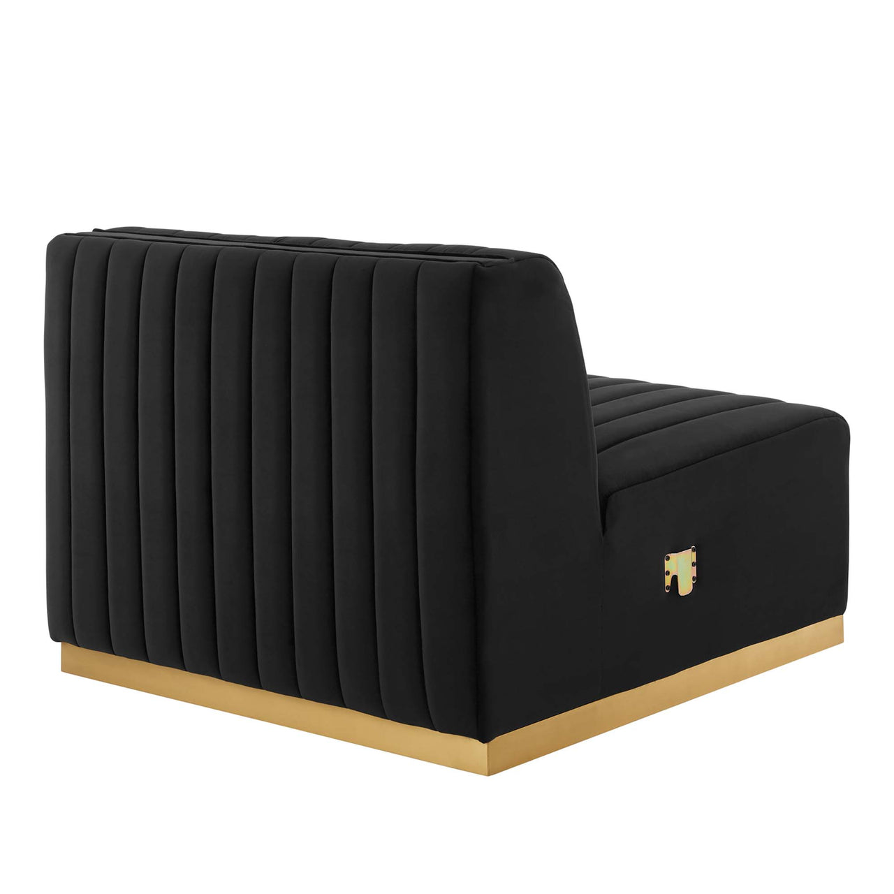 Evoke Velvet Armless Chair | Modular Sectional Component, Gold & Black