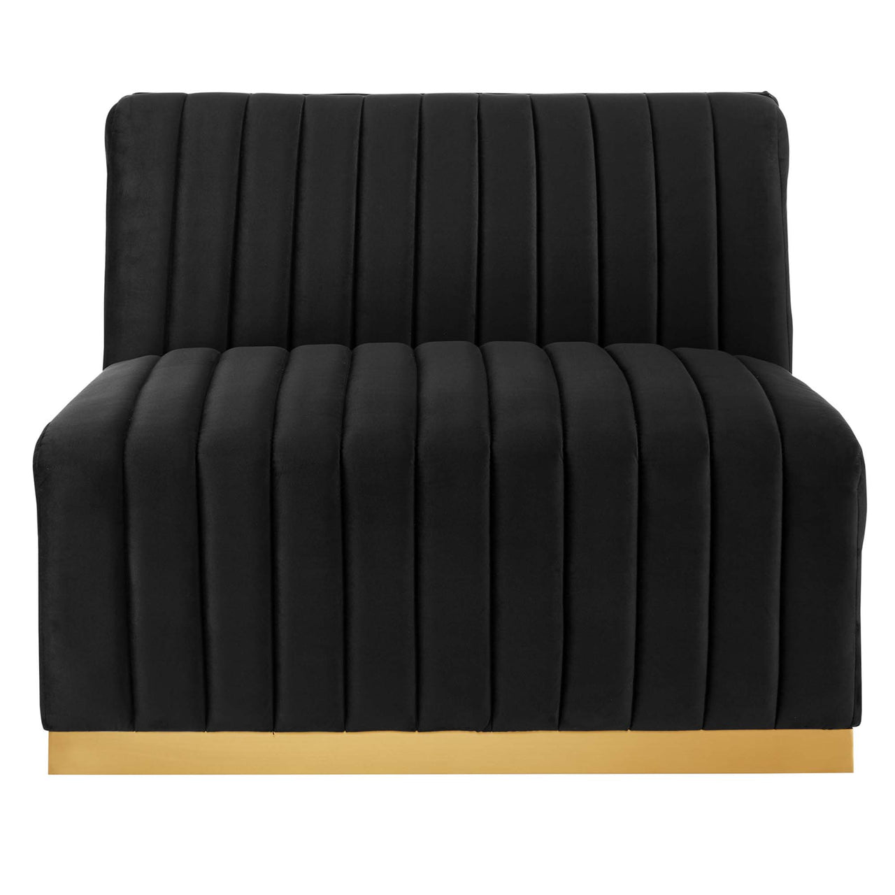 Evoke Velvet Armless Chair | Modular Sectional Component, Gold & Black