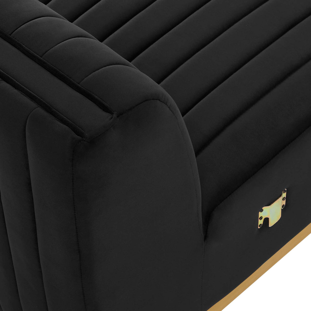 Evoke Velvet Armless Chair | Modular Sectional Component, Gold & Black