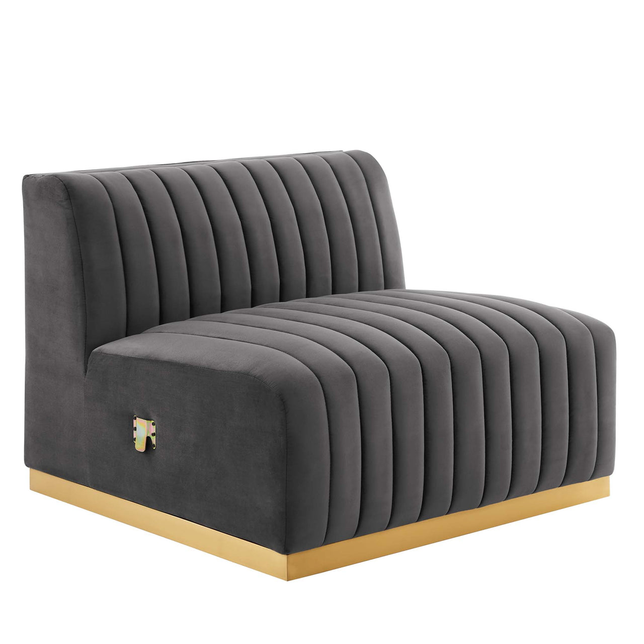 Evoke Velvet Armless Chair | Modular Sectional Component, Gold & Gray