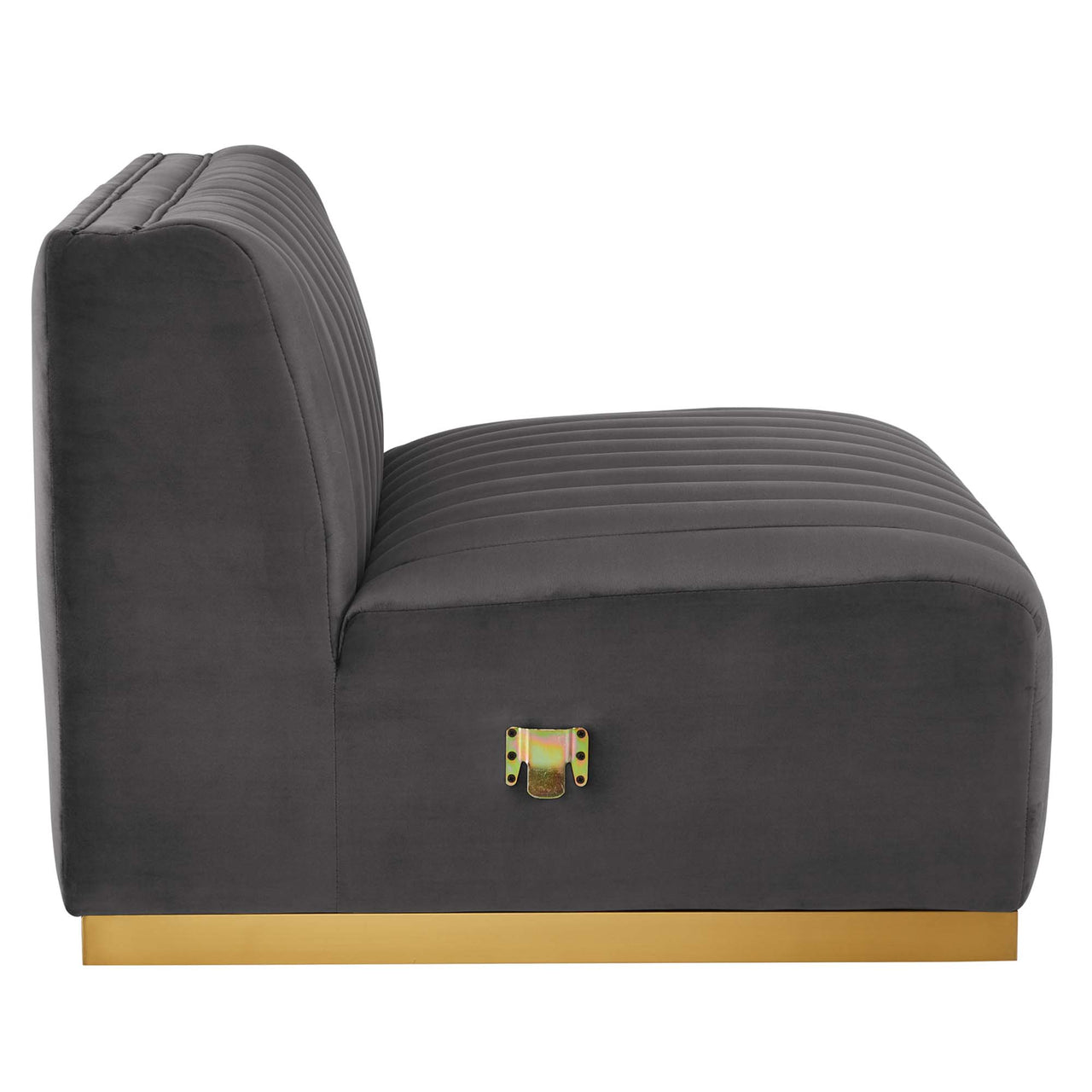 Evoke Velvet Armless Chair | Modular Sectional Component, Gold & Gray