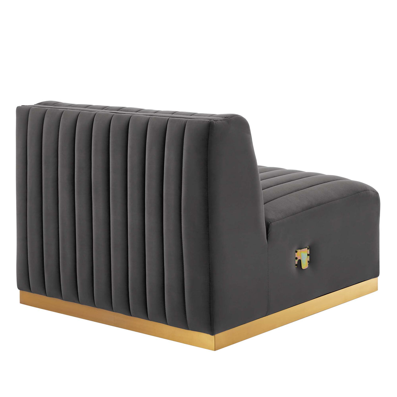 Evoke Velvet Armless Chair | Modular Sectional Component, Gold & Gray