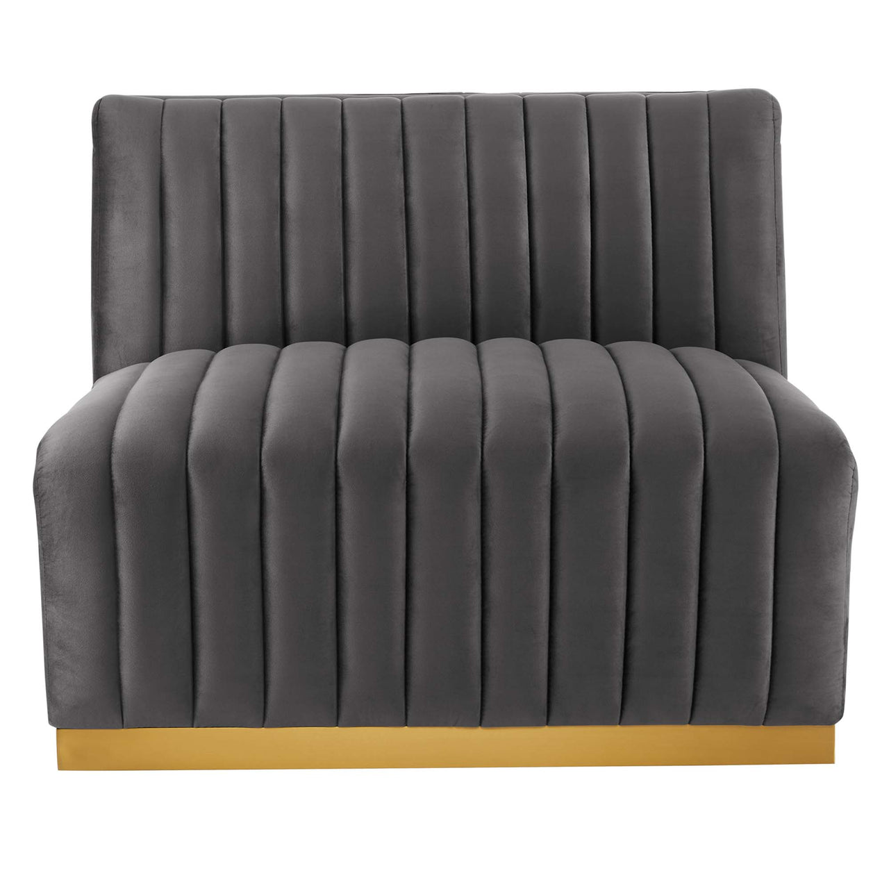 Evoke Velvet Armless Chair | Modular Sectional Component, Gold & Gray