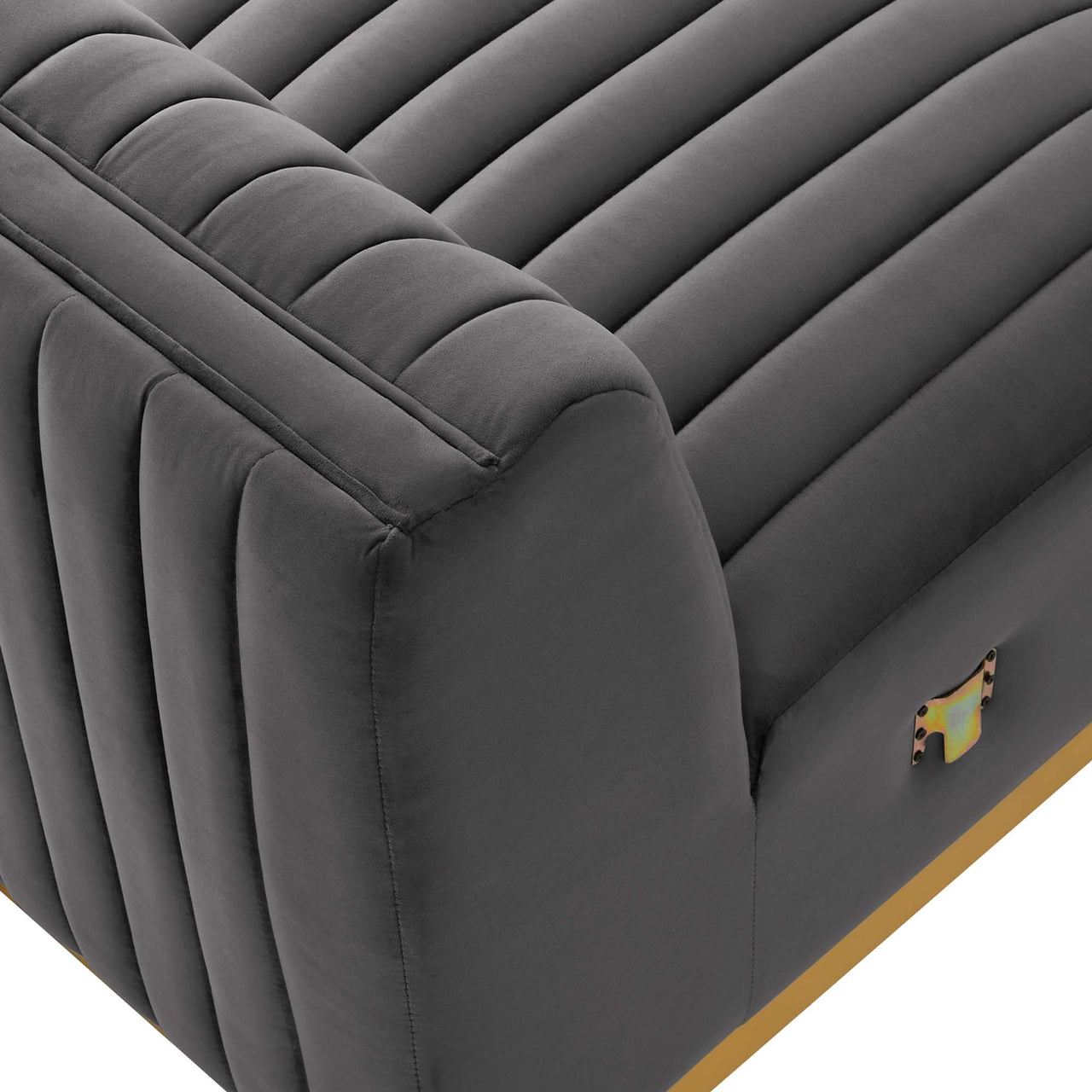 Evoke Velvet Armless Chair | Modular Sectional Component, Gold & Gray