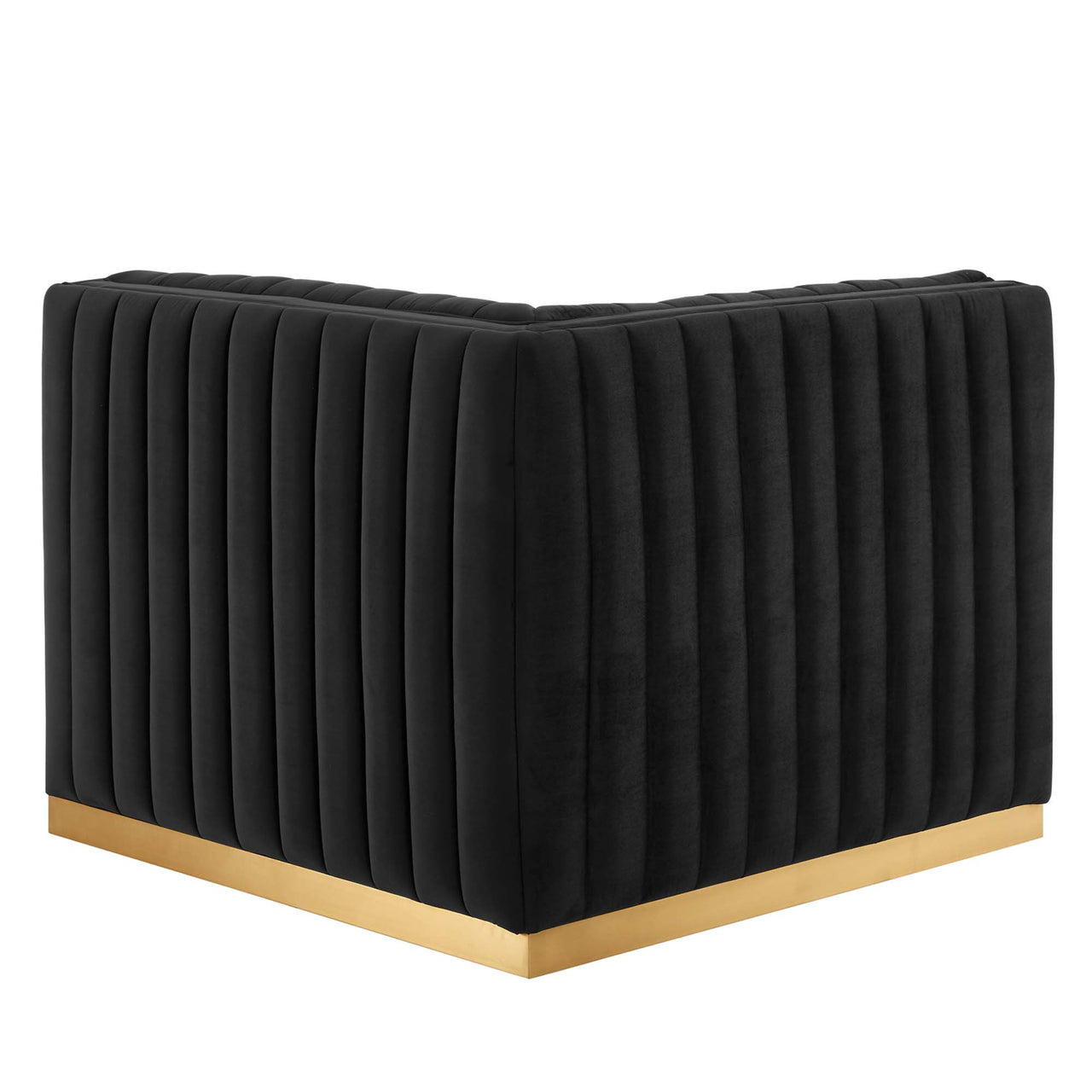Evoke Velvet Left Corner Chair | Modular Sectional Component, Gold & Black