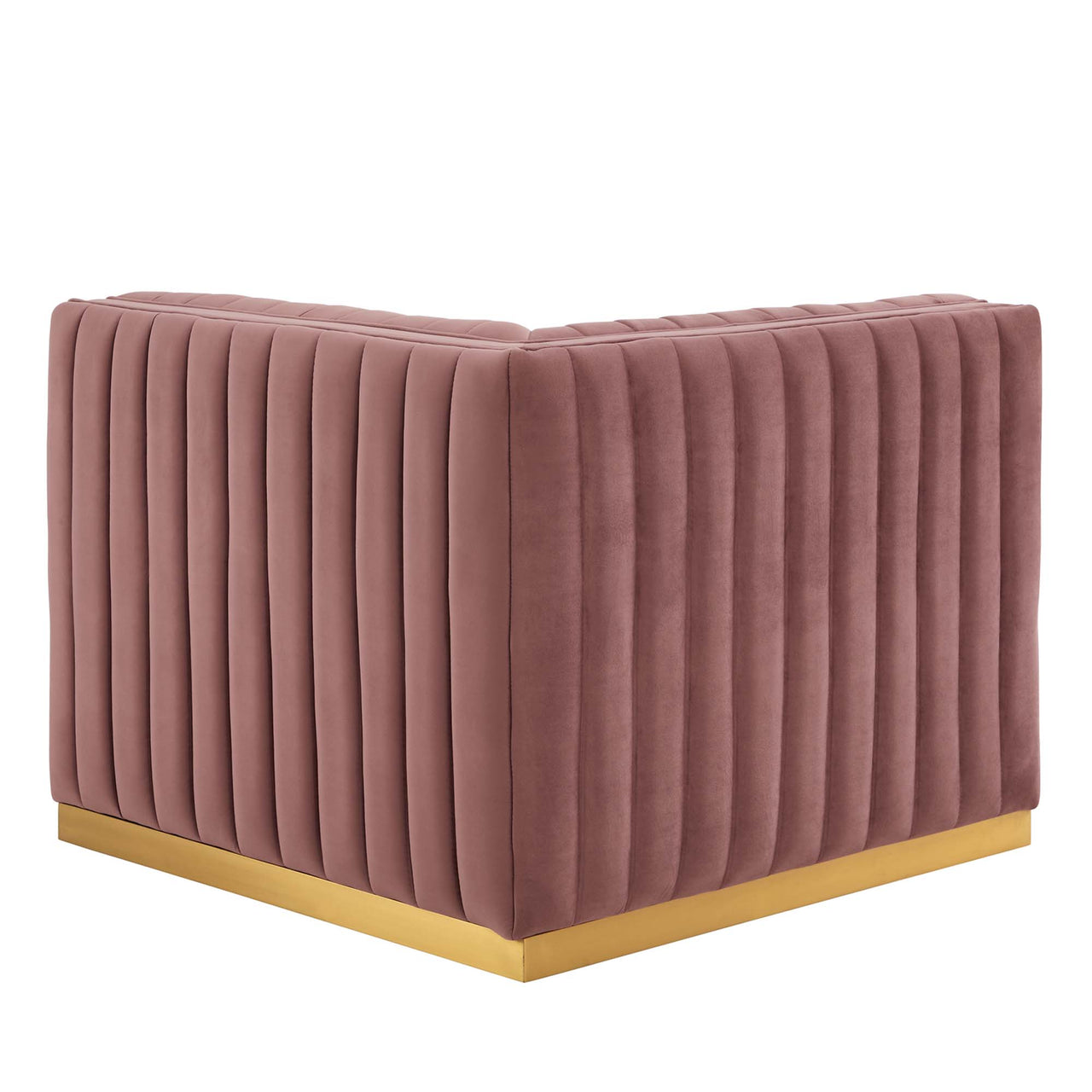 Evoke Velvet Left Corner Chair | Modular Sectional Component, Gold & Dusty Rose