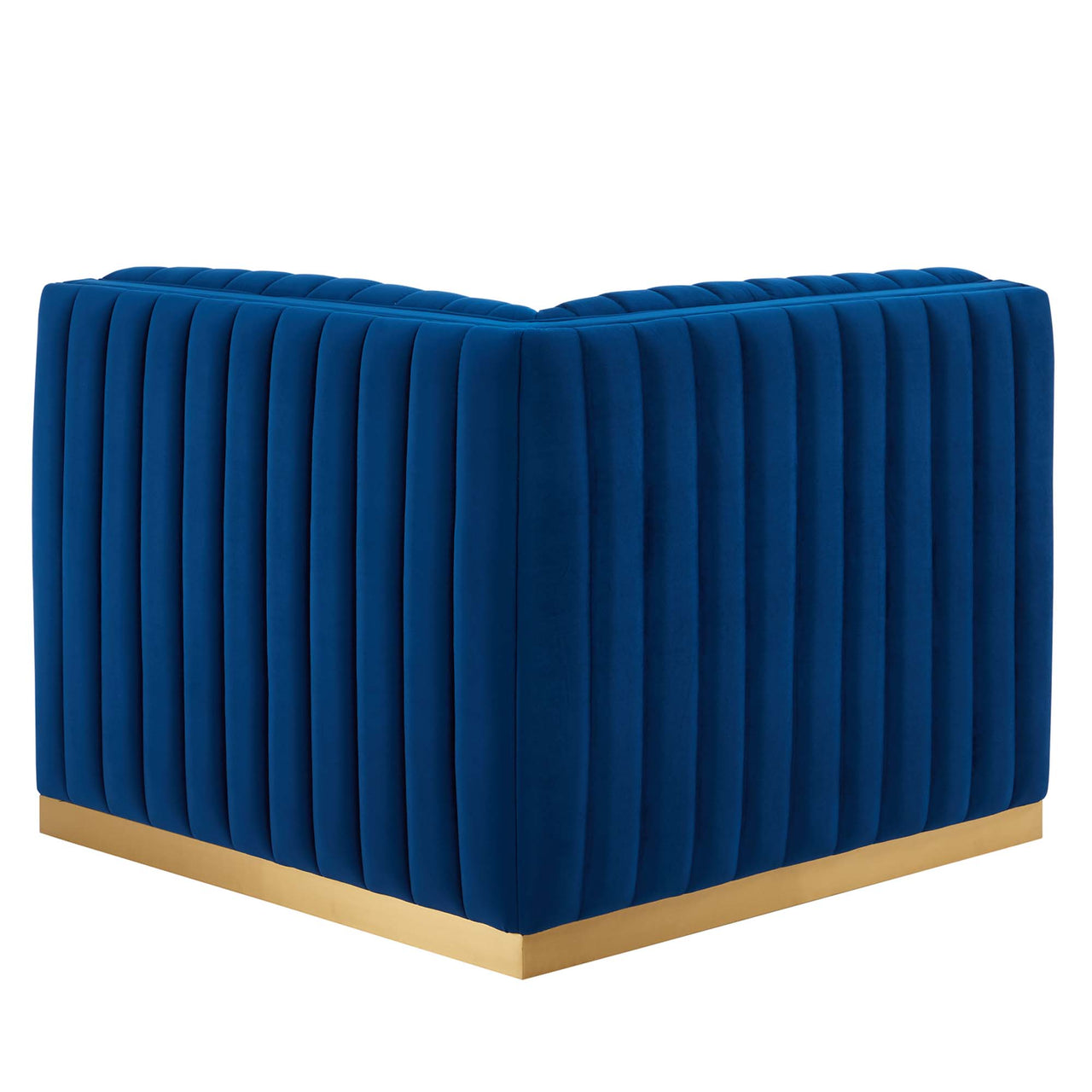 Evoke Velvet Left Corner Chair | Modular Sectional Component, Gold & Navy