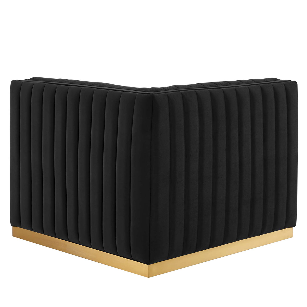 Evoke Velvet Right Corner Chair | Modular Sectional Component, Gold & Black