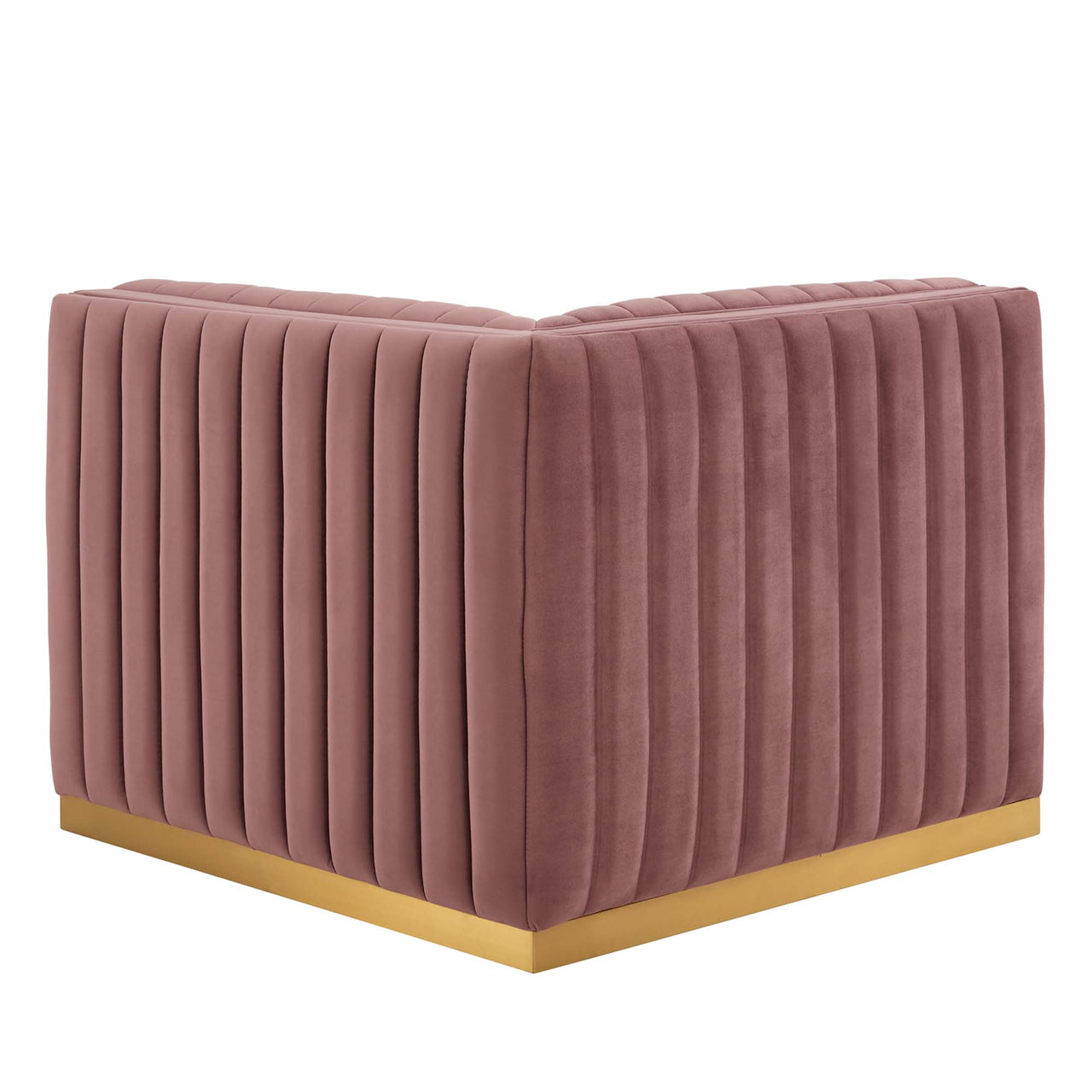 Evoke Velvet Right Corner Chair | Modular Sectional Component, Gold & Dusty Rose