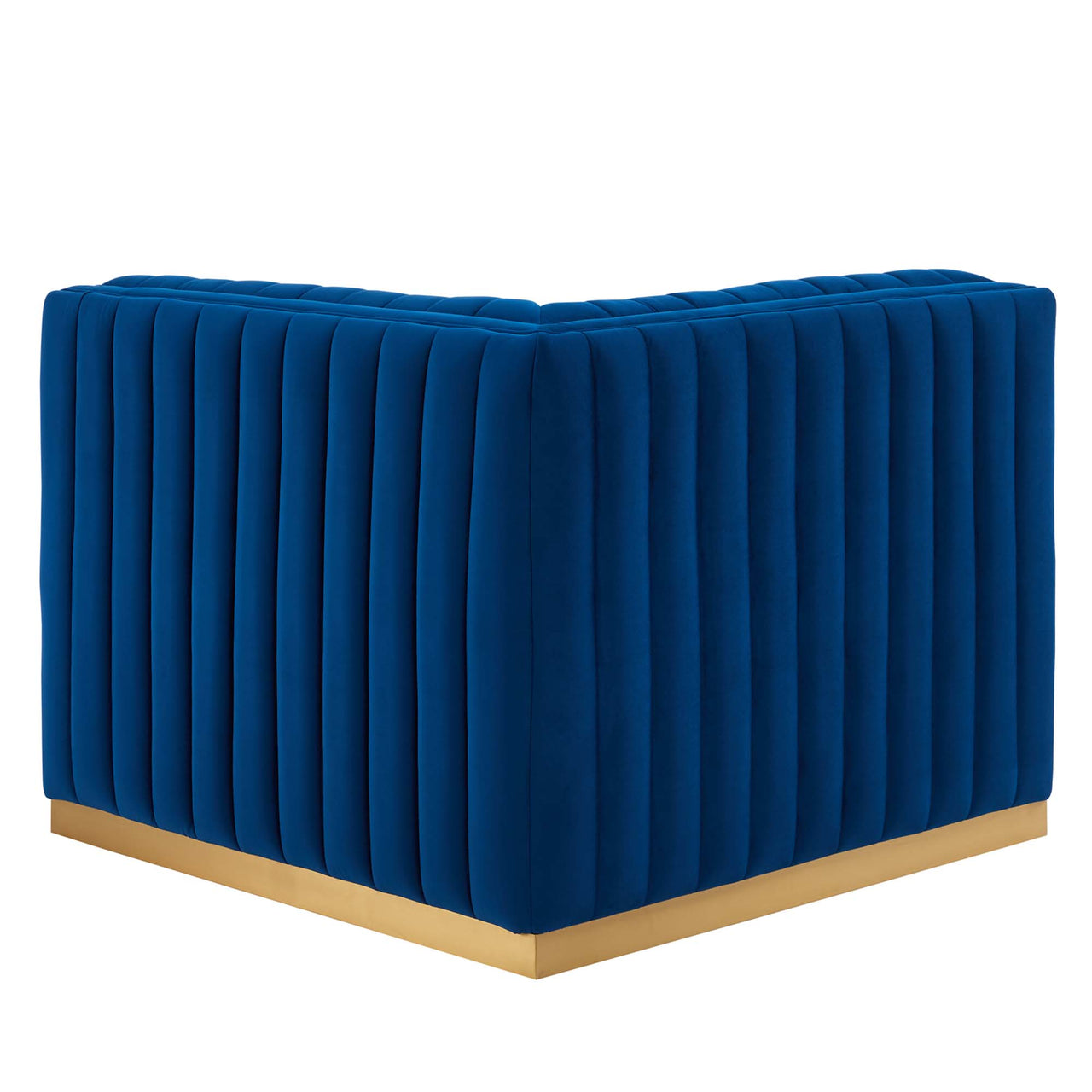 Evoke Velvet Right Corner Chair | Modular Sectional Component, Gold & Navy