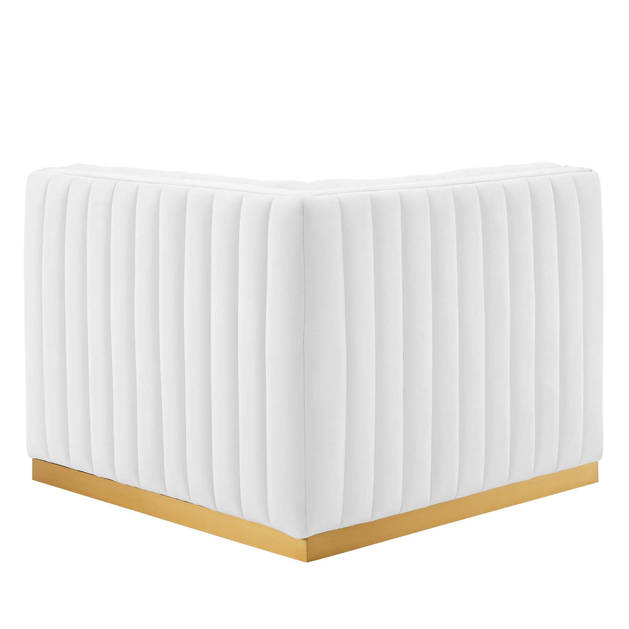 Evoke Velvet Right Corner Chair | Modular Sectional Component, Gold & White