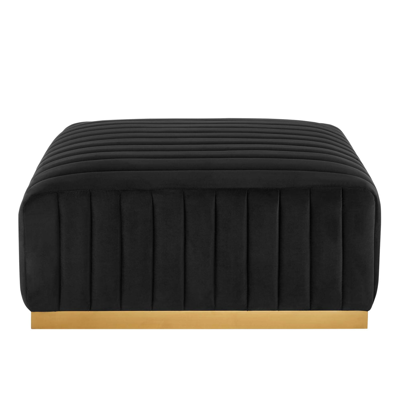 Evoke Velvet Ottoman | Modular Sectional Component, Gold & Black